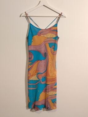 VINTAGE colourful mini slip dress - size small / medium - pucci vibes